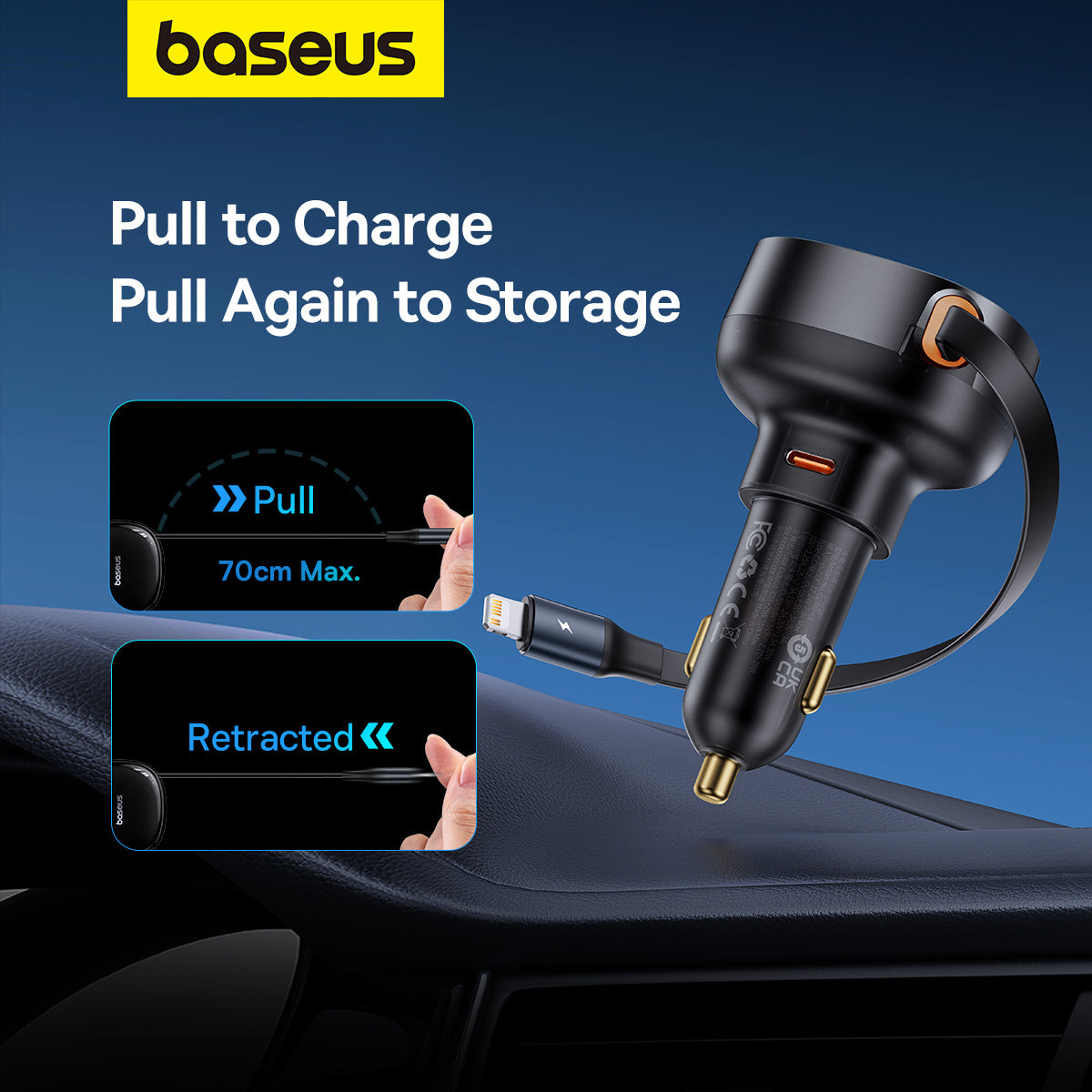 Baseus Enjoyment Pro Ładowarka samochodowa USB-C / Lightning 60W