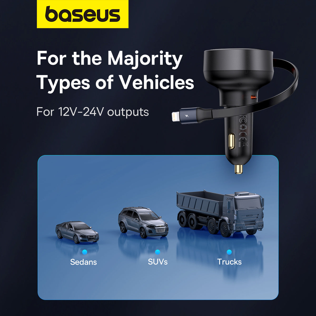 Baseus Enjoyment Pro Ładowarka samochodowa USB-C / Lightning 60W