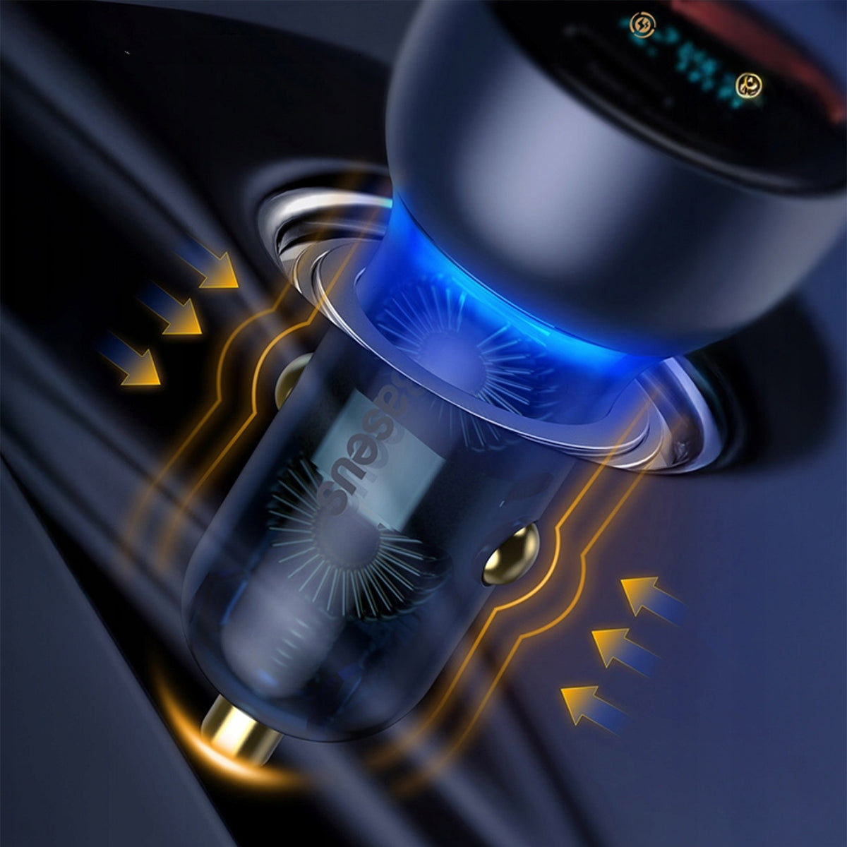 Baseus Particular Ładowarka samochodowa 65W USB-A USB-C QC PPS z wyświetlaczem cyfrowym
