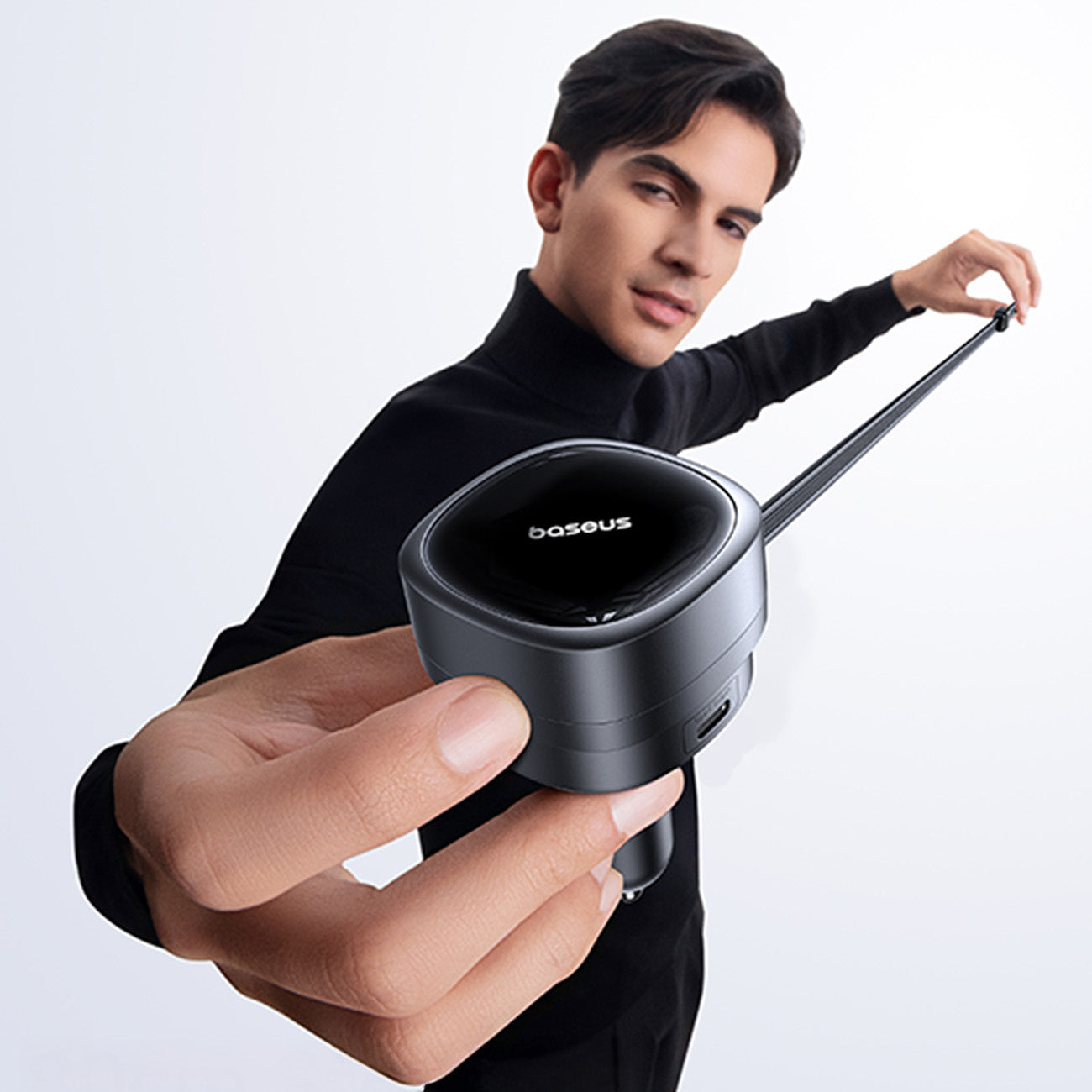 Baseus PrimeTrip VR1 Ładowarka samochodowa 60W USB-A USB-C ze zwijanym kablem USB-C