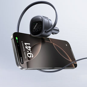Baseus PrimeTrip VR1 Ładowarka samochodowa 60W USB-A USB-C ze zwijanym kablem USB-C