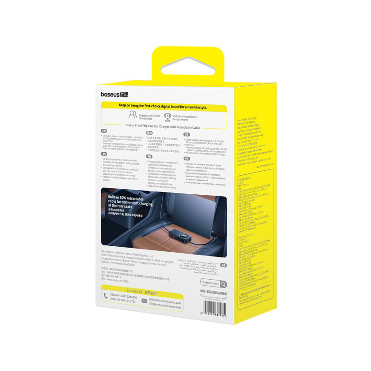 Baseus PrimeTrip VW1 Ładowarka samochodowa 60W ze zintegrowanym kablem do 6 urządzeń