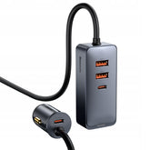 Baseus Share Together Ładowarka samochodowa 120W PPS 2xUSB-A 2xUSB-C z przedłużaczem