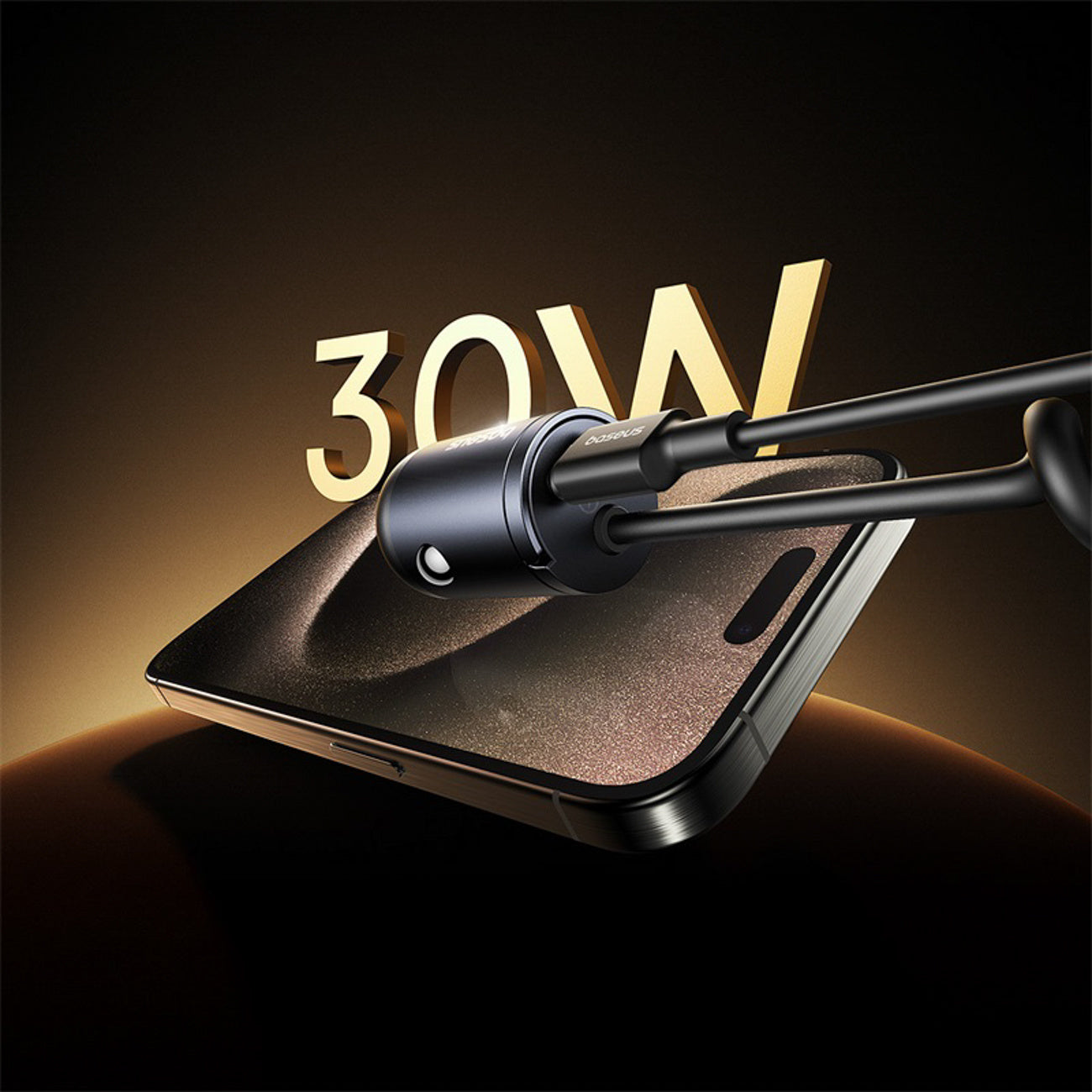 Baseus Tiny Star Ładowarka samochodowa 30W z wbudowanym spiralnym kablem USB-C