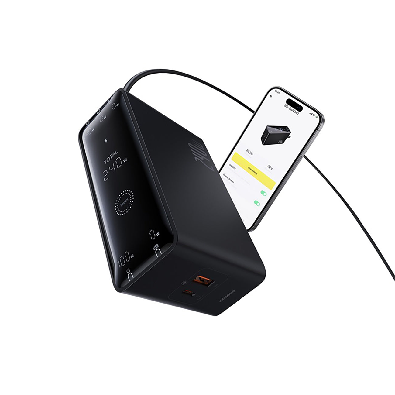 Baseus Digital GaN Ładowarka biurkowa 3xUSB-C 1xUSB-A 240W z kablem zasilającym