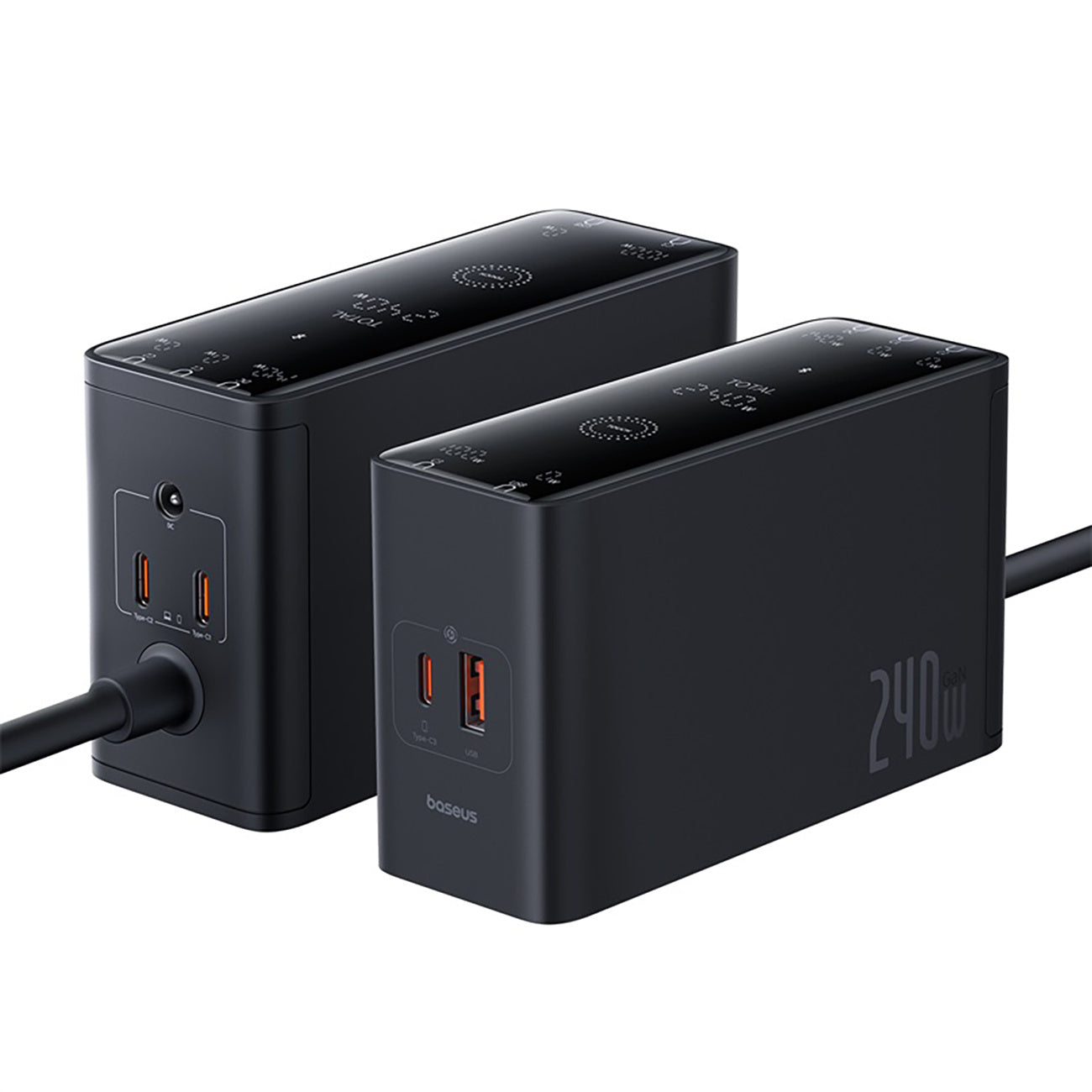 Baseus Digital GaN Ładowarka biurkowa 3xUSB-C 1xUSB-A 240W z kablem zasilającym