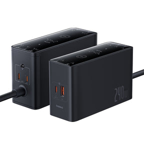 Baseus Digital GaN Ładowarka biurkowa 3xUSB-C 1xUSB-A 240W z kablem zasilającym
