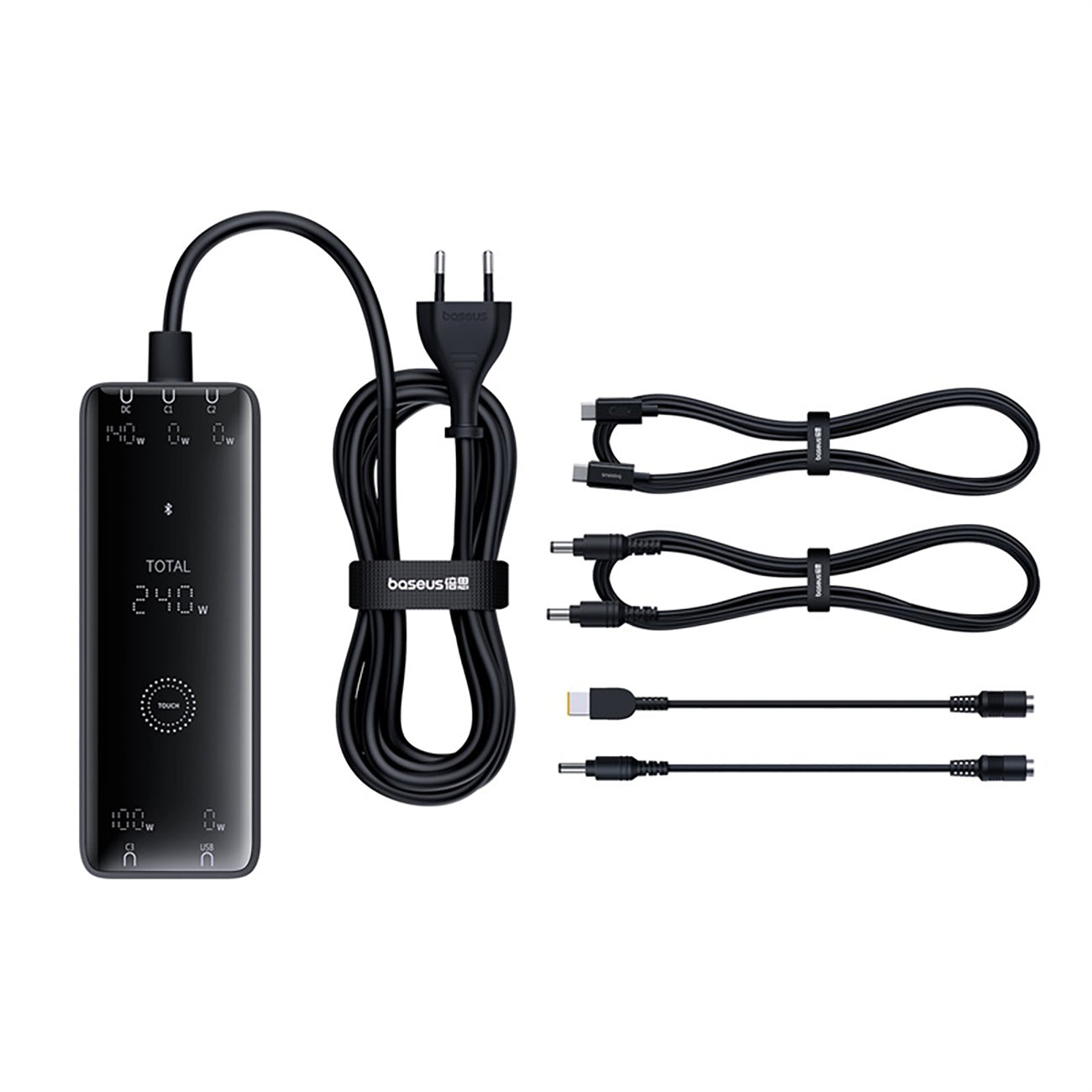 Baseus Digital GaN Ładowarka biurkowa 3xUSB-C 1xUSB-A 240W z kablem zasilającym