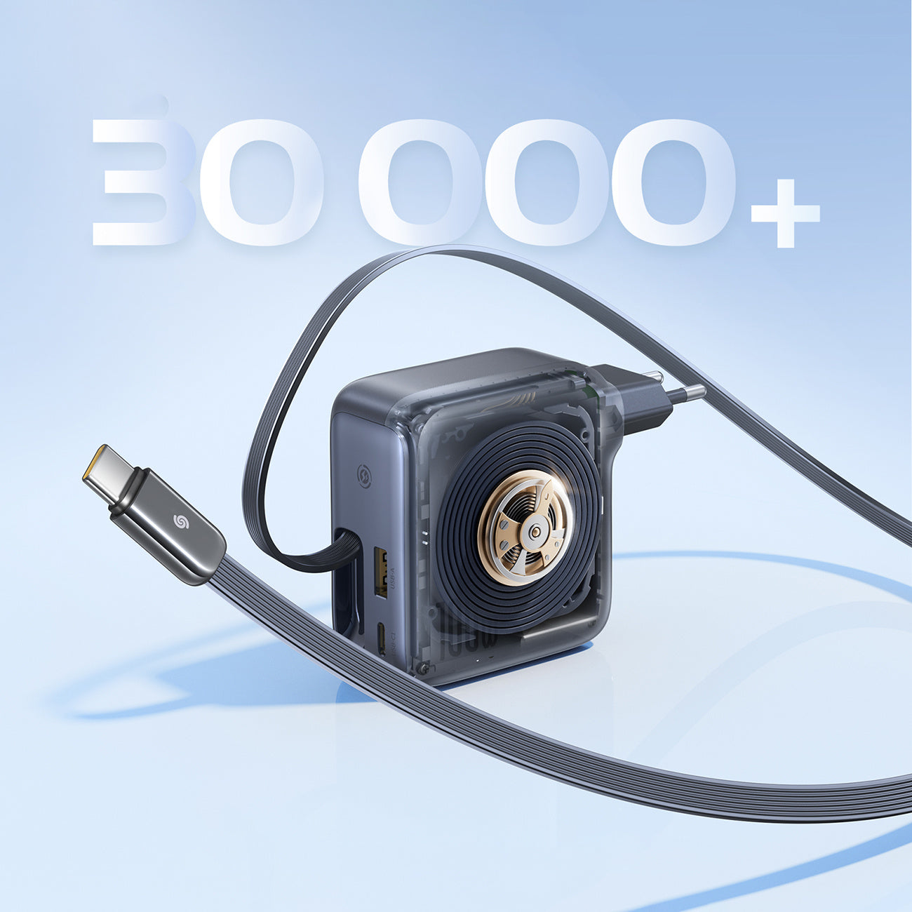 Baseus EnerCore CJ11 Ładowarka sieciowa 100W USB-C USB-A ze zwijanym kablem USB-C