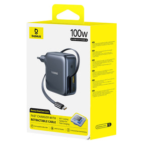 Baseus EnerCore CJ11 Ładowarka sieciowa 100W USB-C USB-A ze zwijanym kablem USB-C