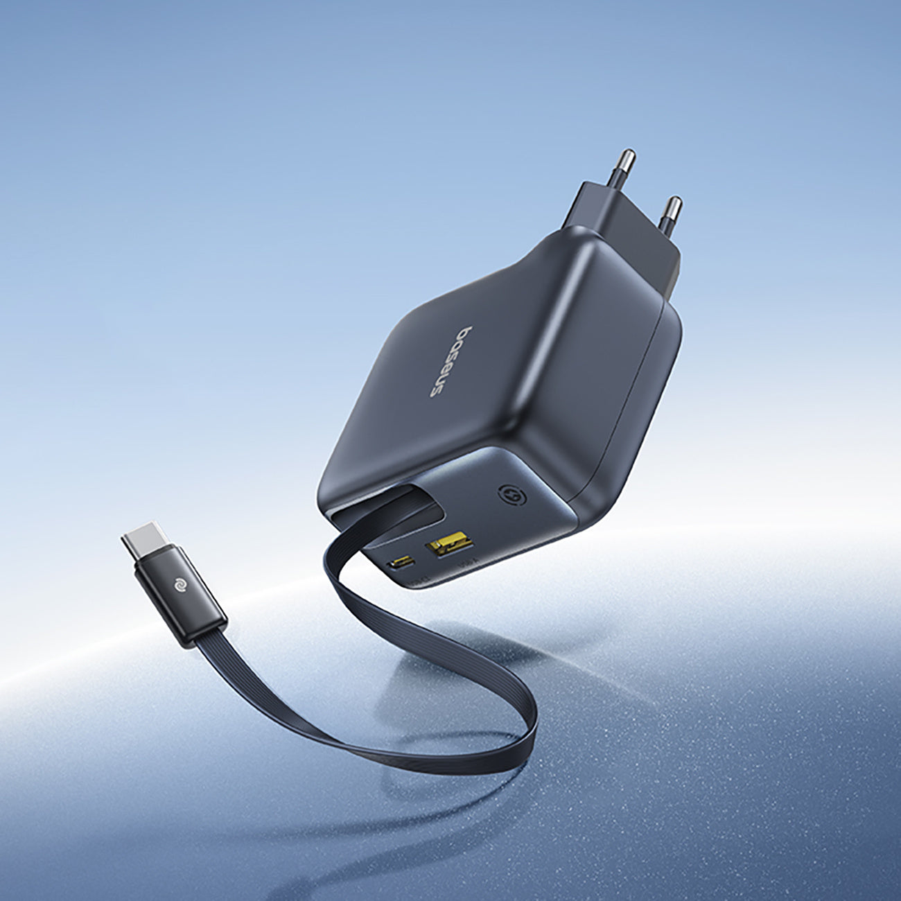 Baseus EnerCore CJ11 Ładowarka sieciowa 100W USB-C USB-A ze zwijanym kablem USB-C
