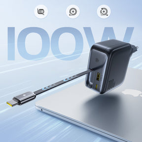 Baseus EnerCore CJ11 Ładowarka sieciowa 100W USB-C USB-A ze zwijanym kablem USB-C