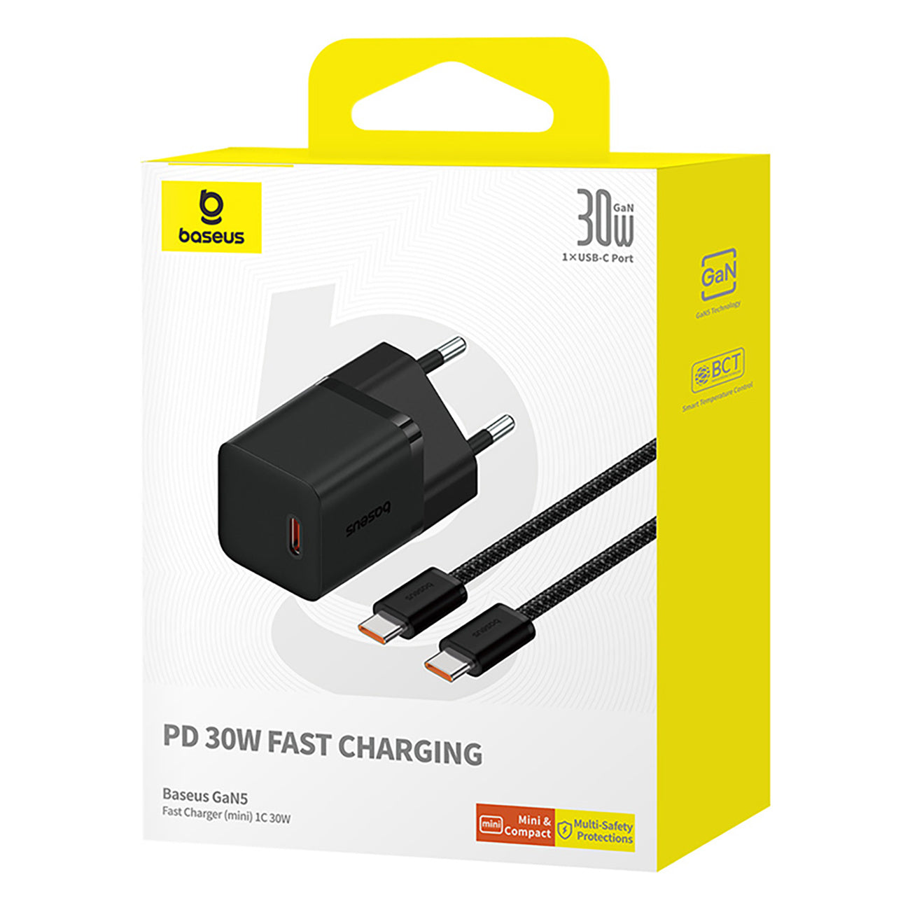 Baseus GaN5 Fast Charger Mini Ładowarka sieciowa 30W USB-C z kablem USB-C 100W