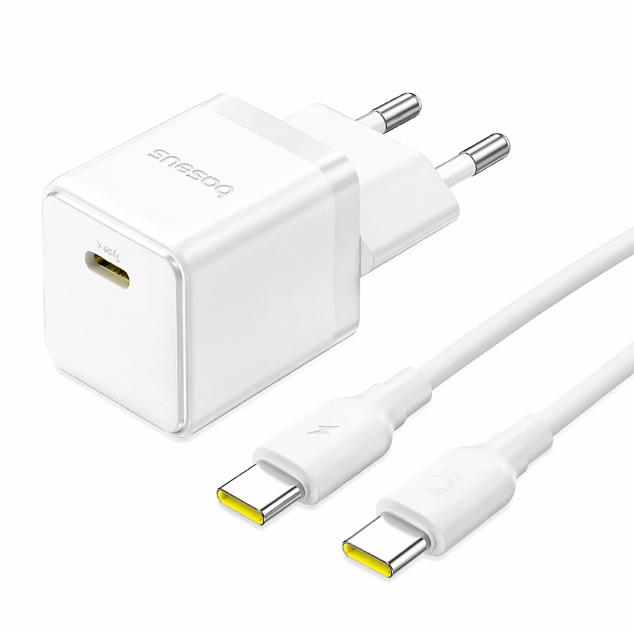 Baseus Palm 1C Ładowarka sieciowa USB-C 20W (z kablem Baseus Mini White USB-C 60W 1m)