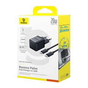 Baseus Palm 1C 20W Ładowarka sieciowa z kablem USB-C 1m