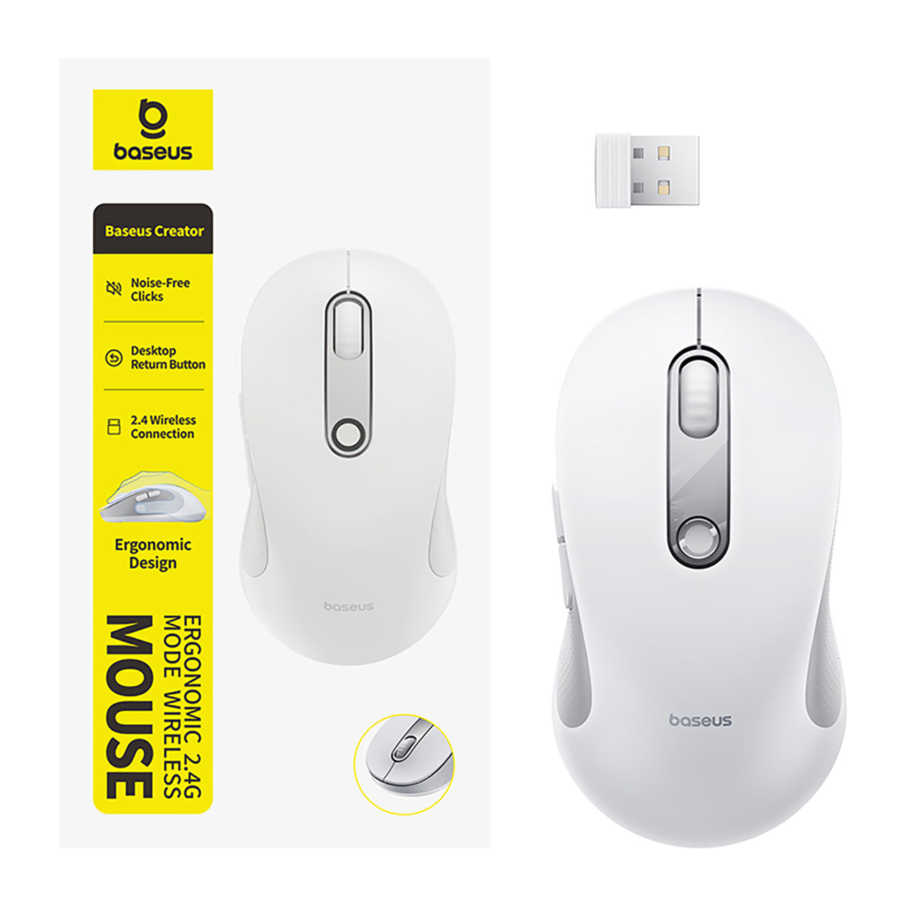 Baseus F02 Mysz bezprzewodowa ergonomiczna USB 2.4GHz