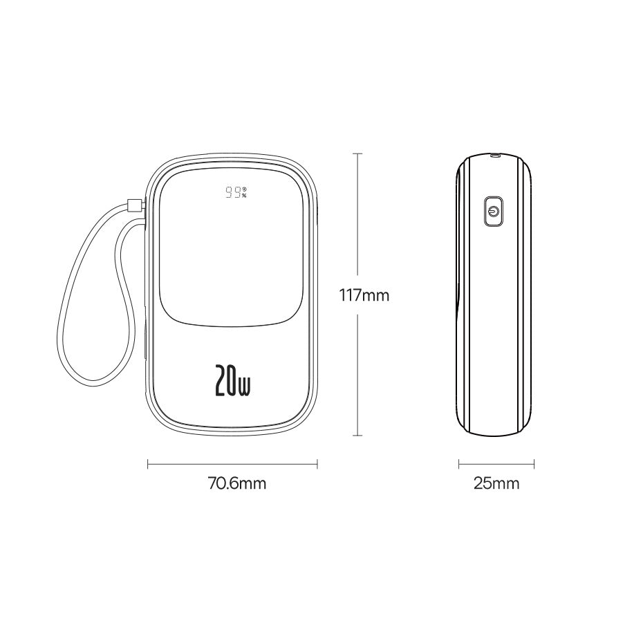 Powerbank 10000mAh 20W Baseus Qpow Pro Overseas Edition + kabel USB-C 3A