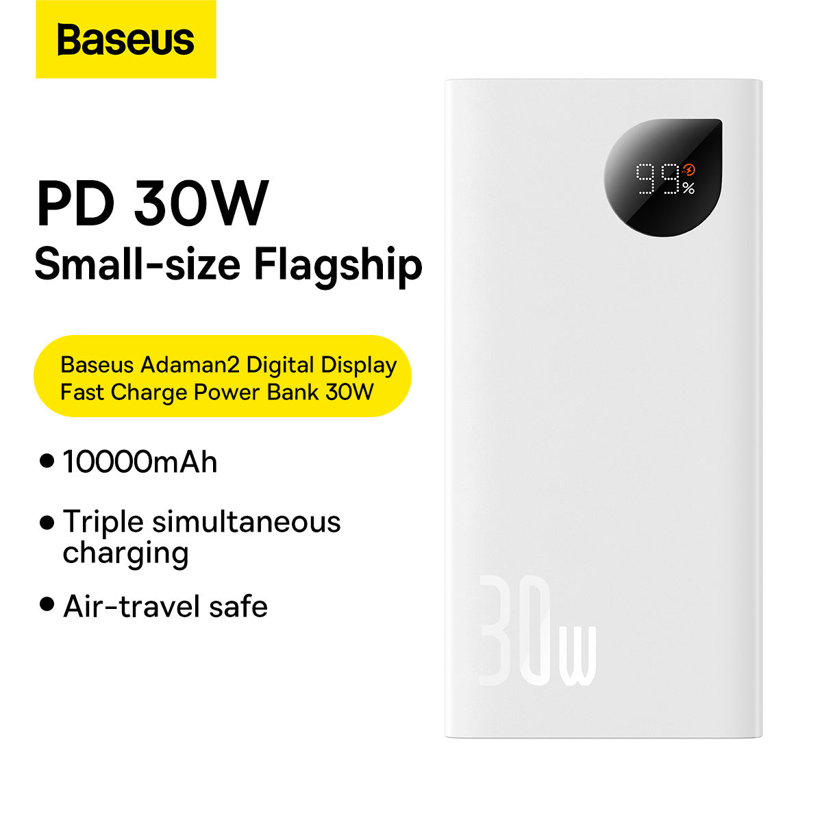 Powerbank Baseus Adaman2 z wyświetlaczem cyfrowym 2x USB-A / 1x USB-C 10000mAh 30W