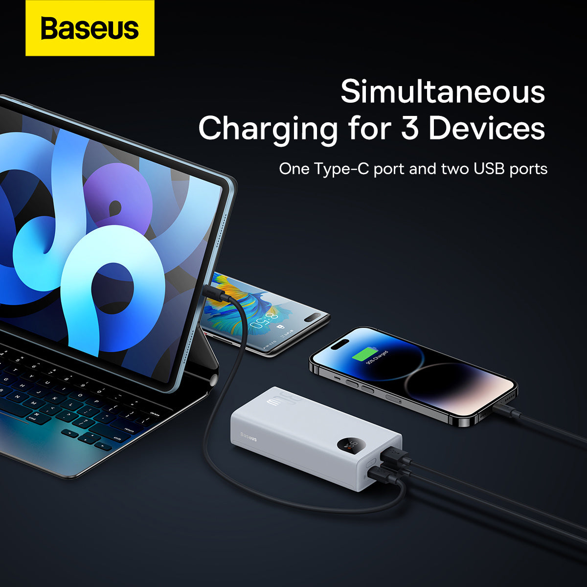 Powerbank Baseus Adaman2 z wyświetlaczem cyfrowym 2x USB-A / 1x USB-C 10000mAh 30W
