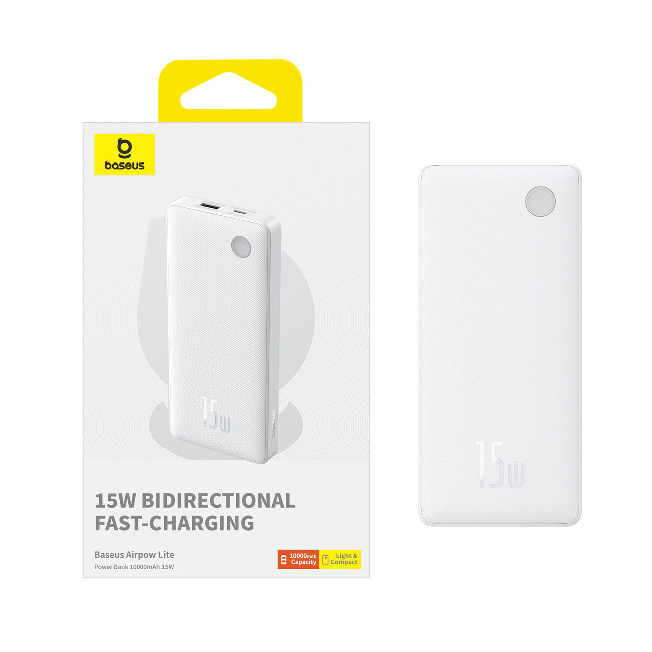 Powerbank Baseus Airpow Lite 10000mAh 15W z kablem Baseus Simple USB-A - USB-C 30cm