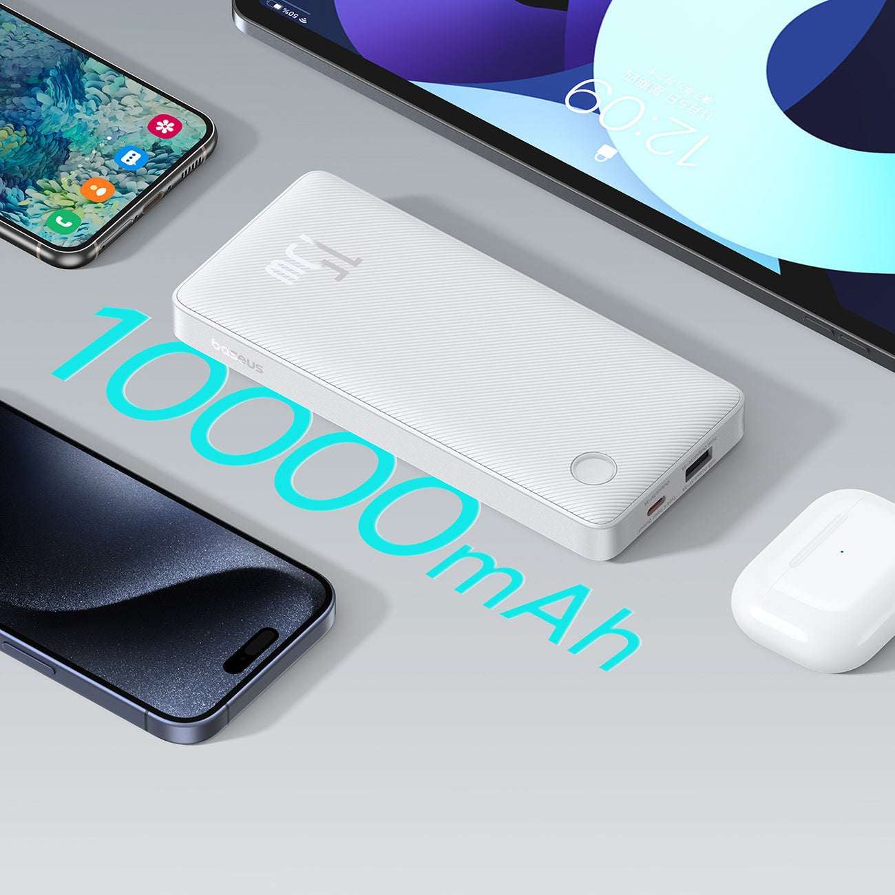 Powerbank Baseus Airpow Lite 10000mAh 15W z kablem Baseus Simple USB-A - USB-C 30cm