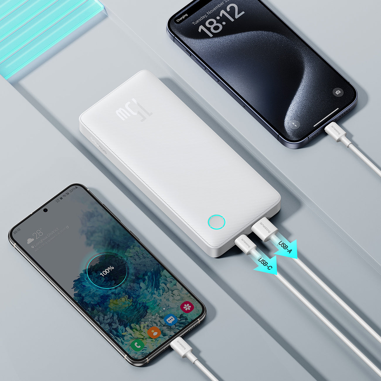 Powerbank Baseus Airpow Lite 10000mAh 15W z kablem Baseus Simple USB-A - USB-C 30cm