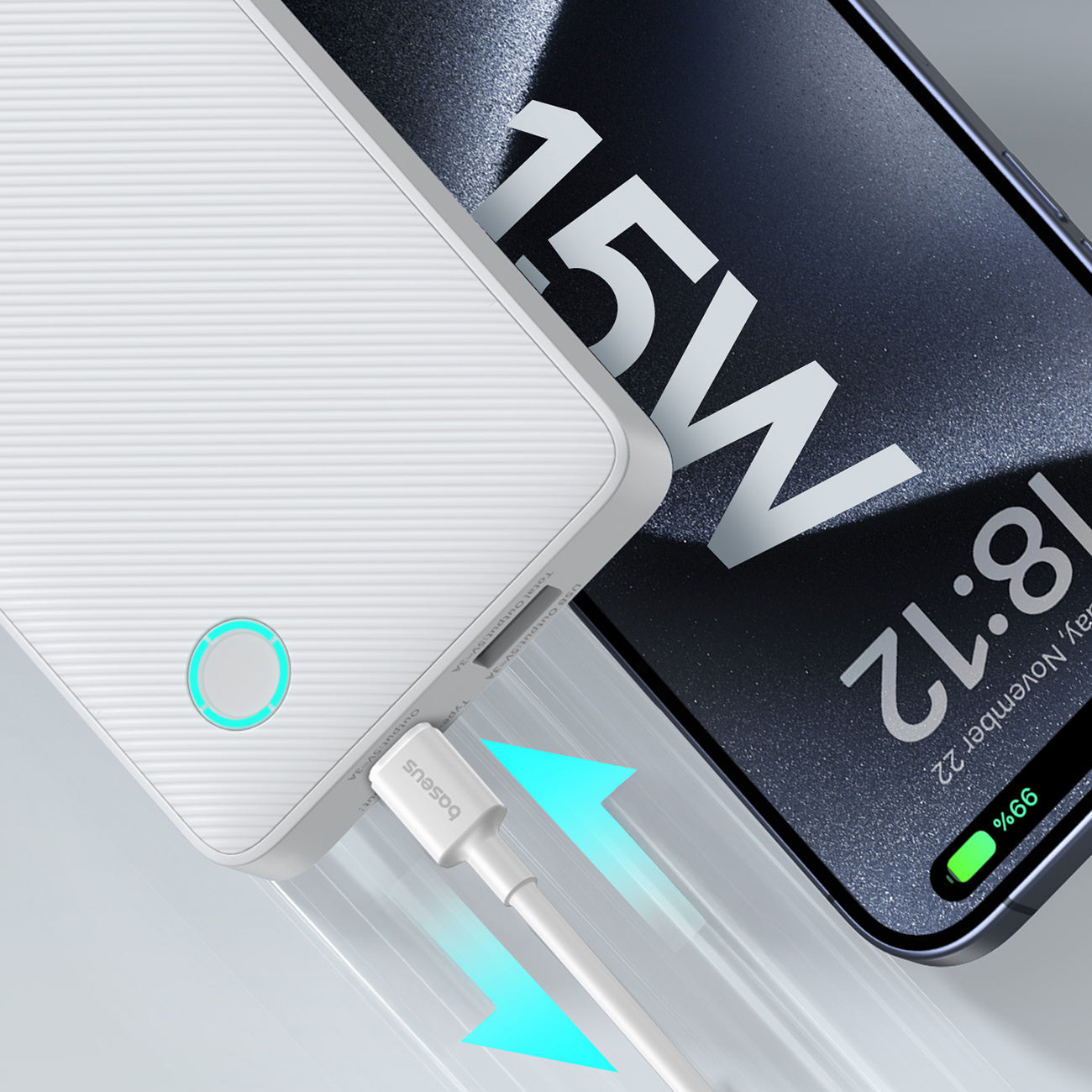 Powerbank Baseus Airpow Lite 10000mAh 15W z kablem Baseus Simple USB-A - USB-C 30cm