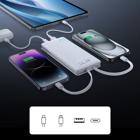 Powerbank Baseus Airpow Lite 10000mAh 22,5W z wbudowanymi kablami USB-C i Lightning