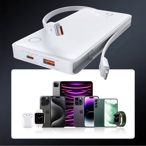Powerbank Baseus Airpow Lite 10000mAh 22,5W z wbudowanymi kablami USB-C i Lightning