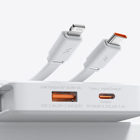 Powerbank Baseus Airpow Lite 10000mAh 22,5W z wbudowanymi kablami USB-C i Lightning