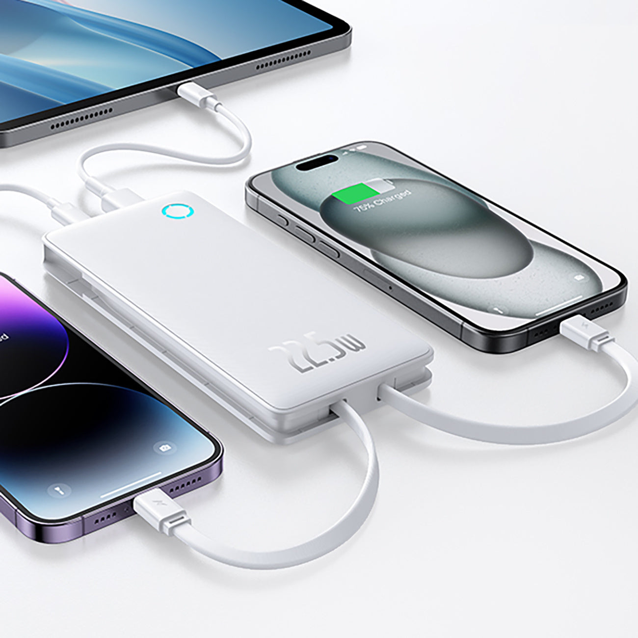 Powerbank Baseus Airpow Lite 10000mAh 22,5W z wbudowanymi kablami USB-C i Lightning
