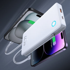 Powerbank Baseus Airpow Lite 10000mAh 22,5W z wbudowanymi kablami USB-C i Lightning