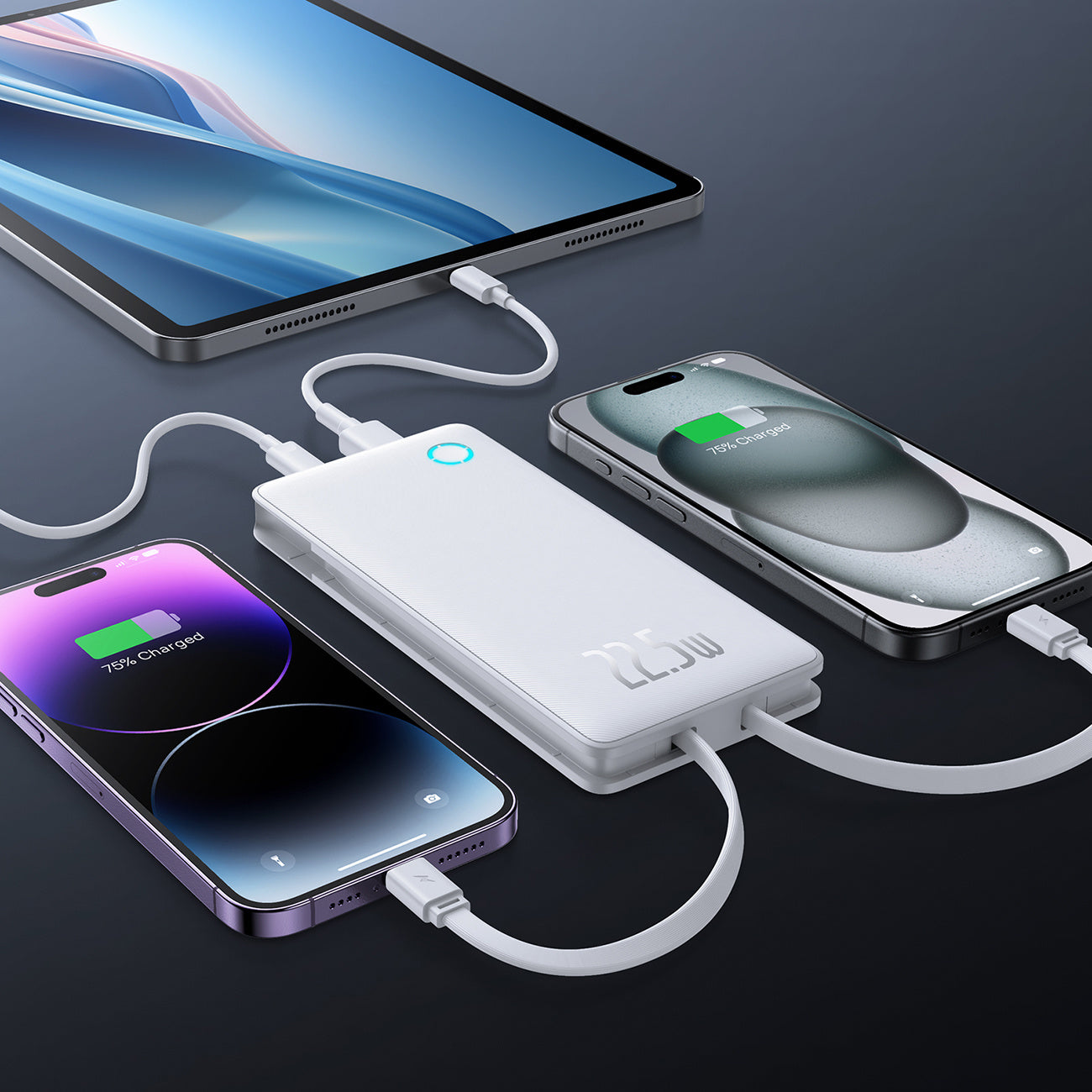 Powerbank Baseus Airpow Lite 10000mAh 22,5W z wbudowanymi kablami USB-C i Lightning