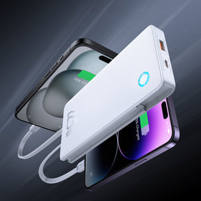 Powerbank Baseus Airpow Lite 10000mAh 22,5W z wbudowanymi kablami USB-C i Lightning