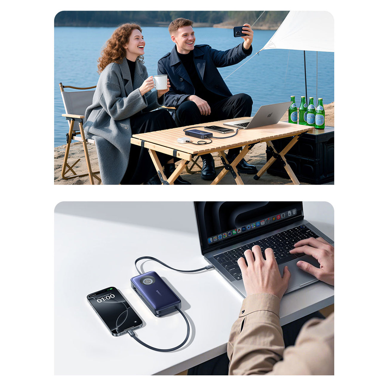 Powerbank Baseus EnerCore CR11 20000mAh 100W ze zwijanymi kablami USB-C