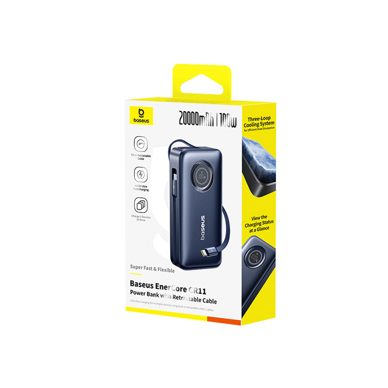 Powerbank Baseus EnerCore CR11 20000mAh 100W ze zwijanymi kablami USB-C