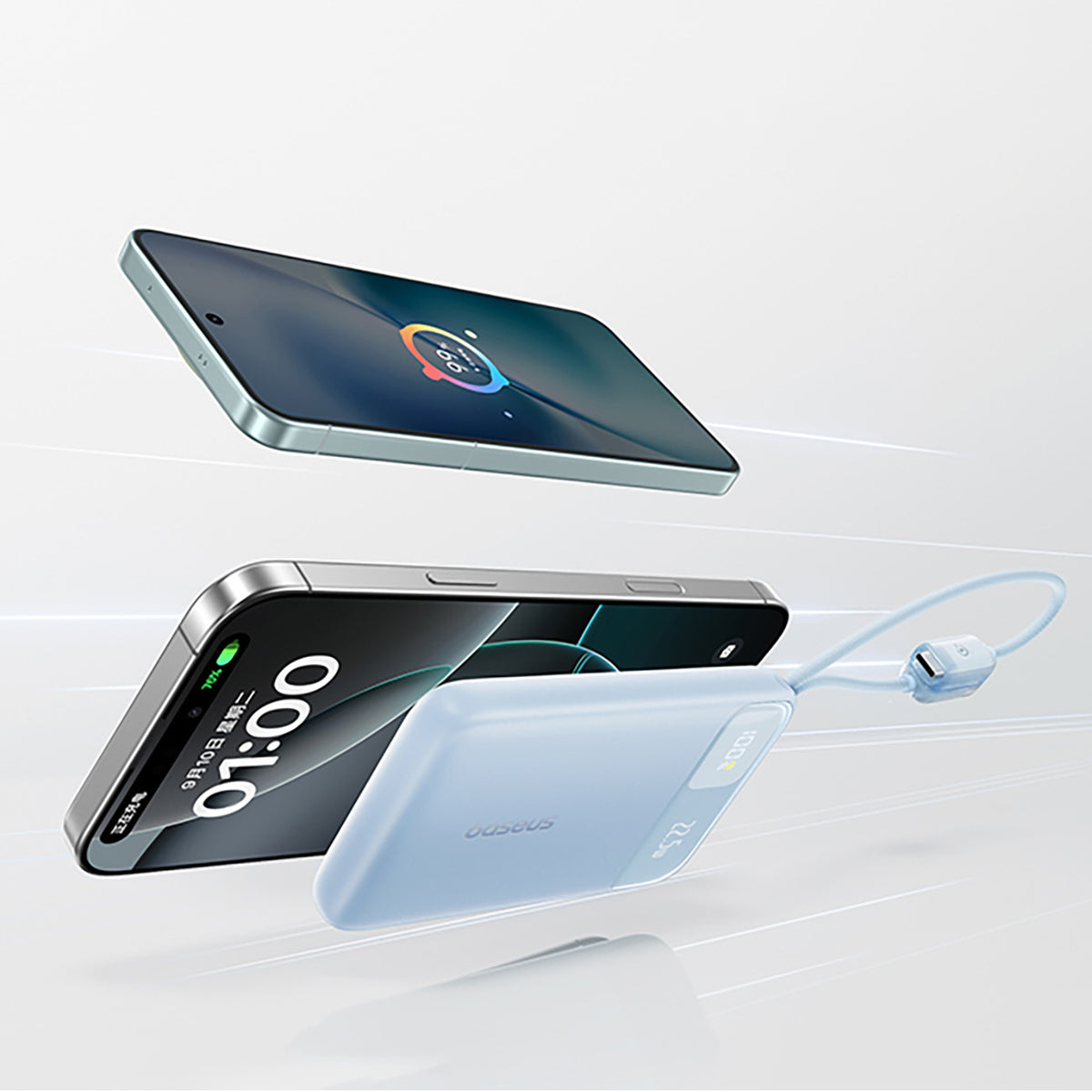 Powerbank Baseus EnerFill FC11 10000mAh 22.5W z wyświetlaczem cyfrowym i dwoma wbudowanymi kablami