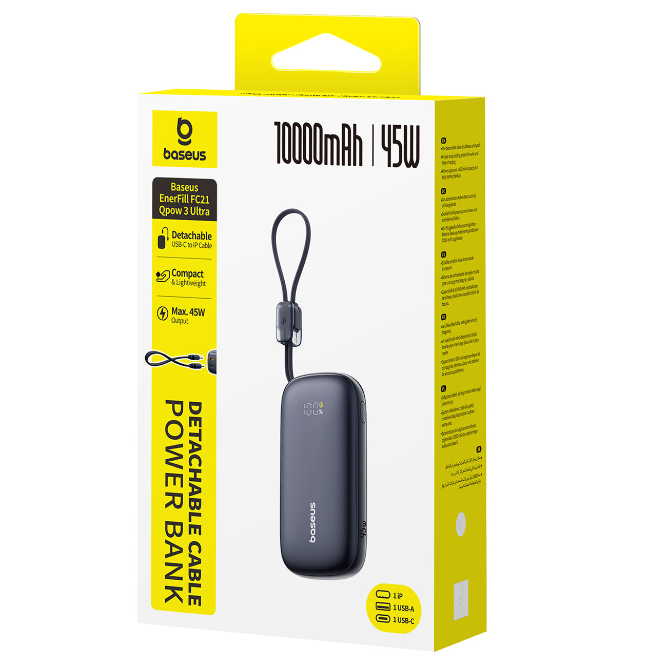 Baseus EnerFill FC21 Qpow 3 Ultra Powerbank 10000mAh 45W z kablem-smyczą