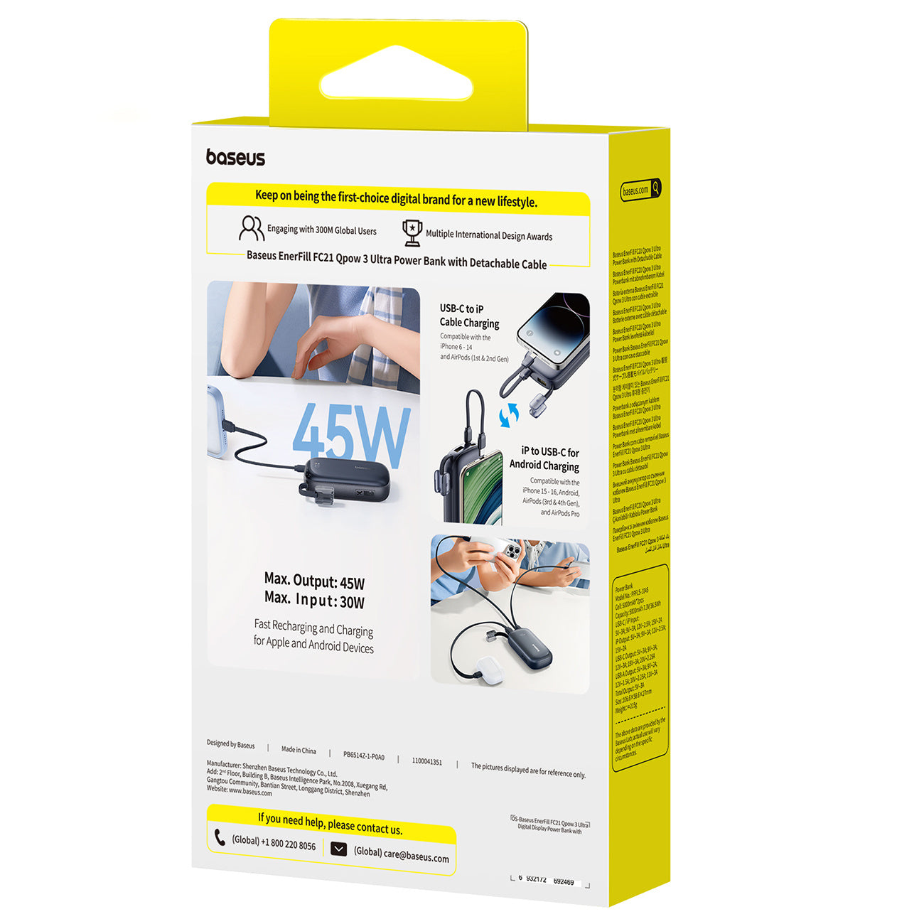 Baseus EnerFill FC21 Qpow 3 Ultra Powerbank 10000mAh 45W z kablem-smyczą