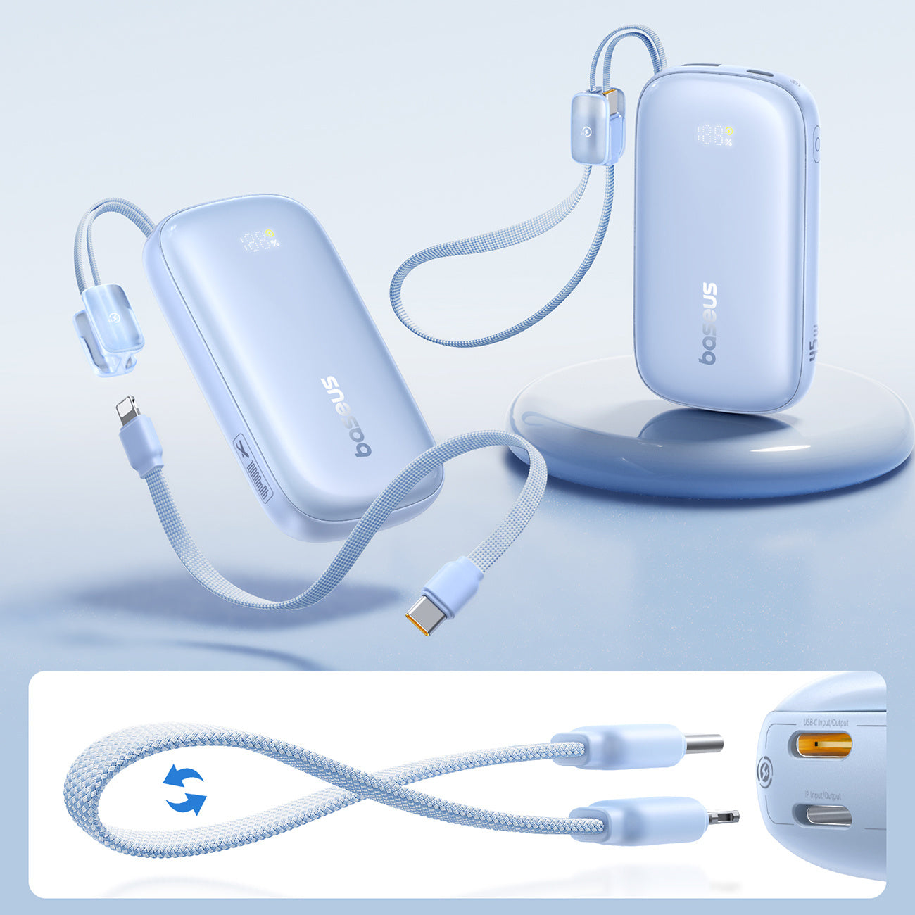 Baseus EnerFill FC21 Qpow 3 Ultra Powerbank 10000mAh 45W z odłączanym kablem USB-C/Lightning