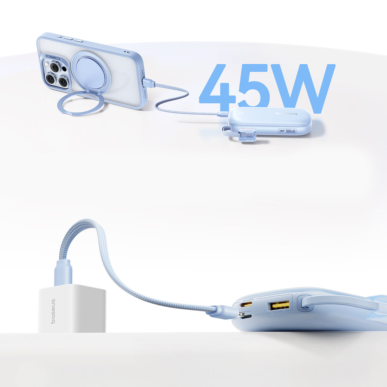 Baseus EnerFill FC21 Qpow 3 Ultra Powerbank 10000mAh 45W z odłączanym kablem USB-C/Lightning