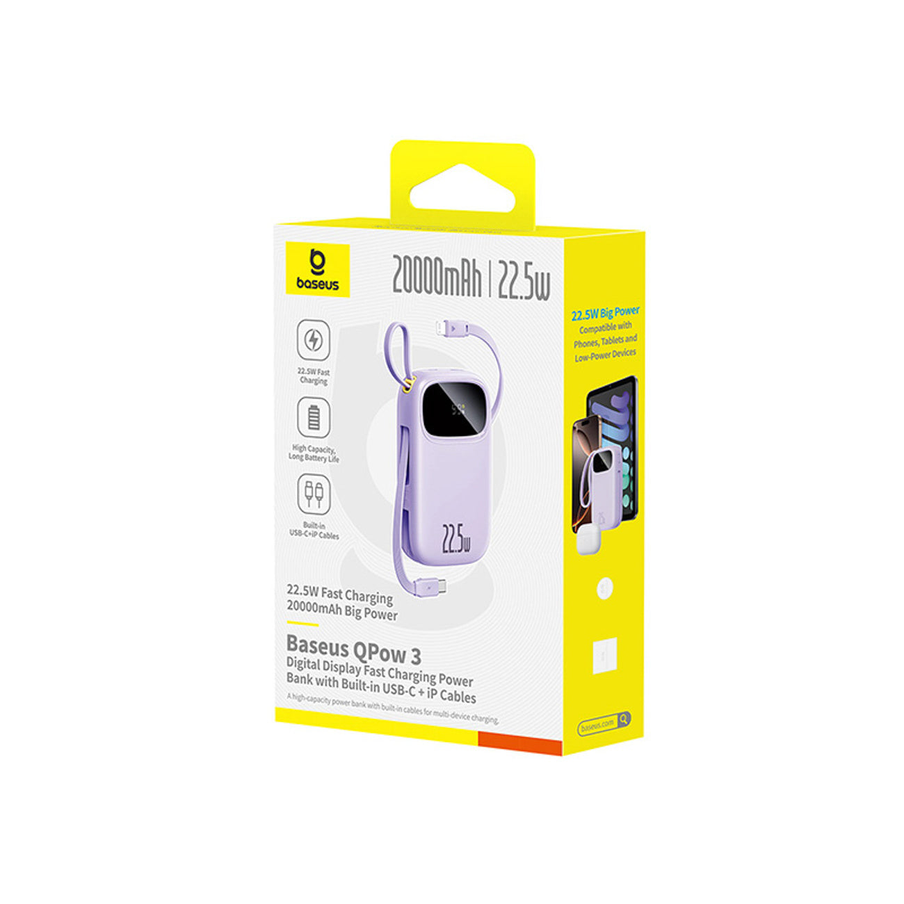 Baseus EnerFill FC21 Qpow 3 Ultra Powerbank 20000mAh 22.5W z wyświetlaczem cyfrowym