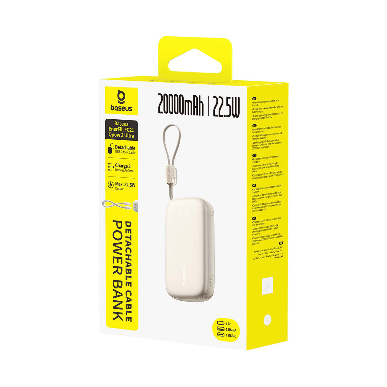 Baseus EnerFill FC21 Qpow3 Ultra Powerbank 20000mAh 22.5W z wyświetlaczem z dołączonym kablem