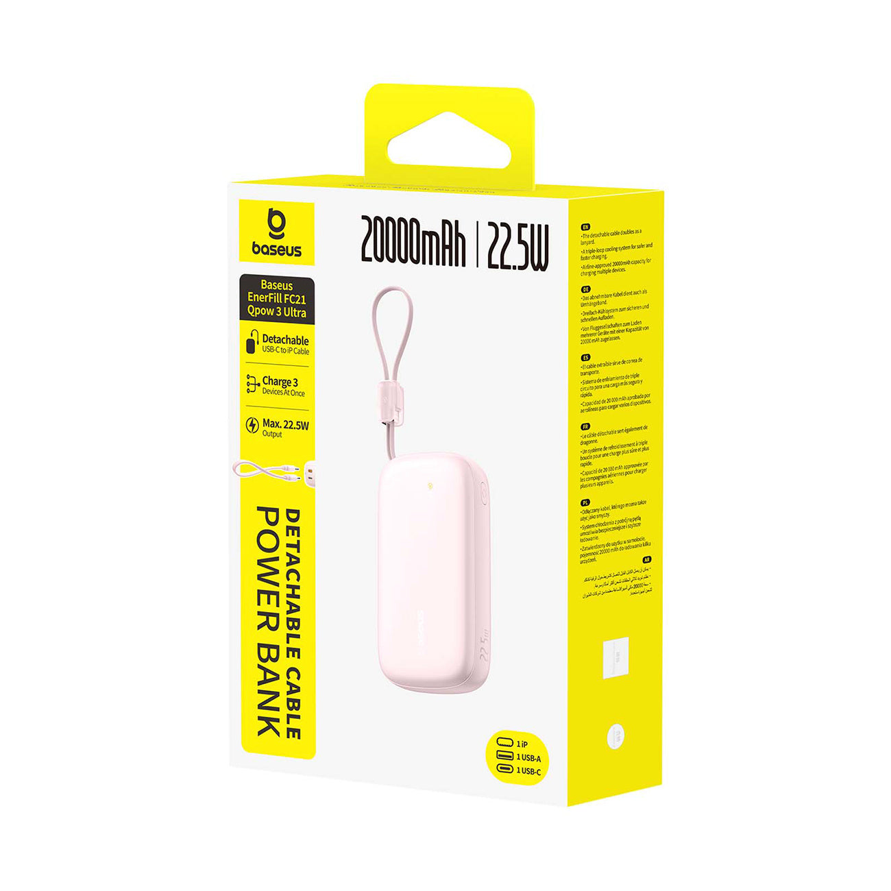 Powerbank Baseus EnerFill FC21 Qpow 3 Ultra 20000mAh 22.5W z wyświetlaczem z dołączonym kablem