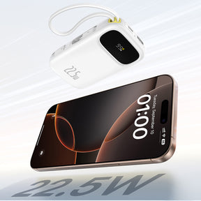 Powerbank Baseus EnerFill FC31 20000mAh 22.5W z wyświetlaczem cyfrowym i 2 wbudowanymi kablami (USB-C + Lightning)