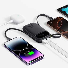 Powerbank Baseus EnerFill FC31 QPow3 10000mAh 22.5W z wyświetlaczem cyfrowym i 2 wbudowanymi kablami (USB-C + Lightning)