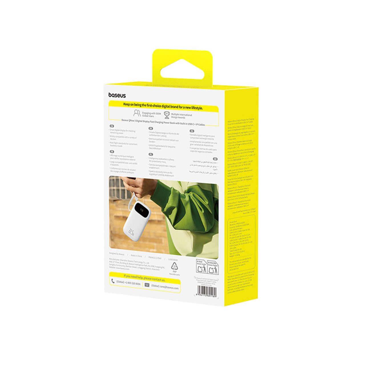 Baseus EnerFill FC31 QPow3 Powerbank 10000mAh 22.5W z wyświetlaczem cyfrowym i 2 wbudowanymi kablami