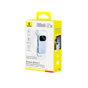 Powerbank Baseus EnerFill FC31 QPow3 20000mAh 22.5W z wyświetlaczem cyfrowym z 2 wbudowanymi kablami