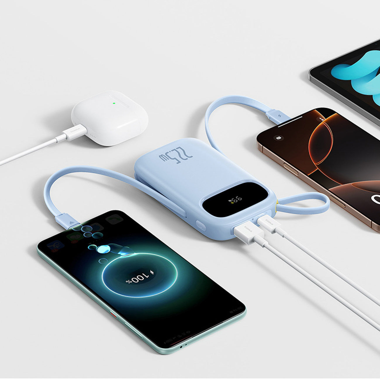 Powerbank Baseus EnerFill FC31 QPow3 20000mAh 22.5W z wyświetlaczem cyfrowym z 2 wbudowanymi kablami