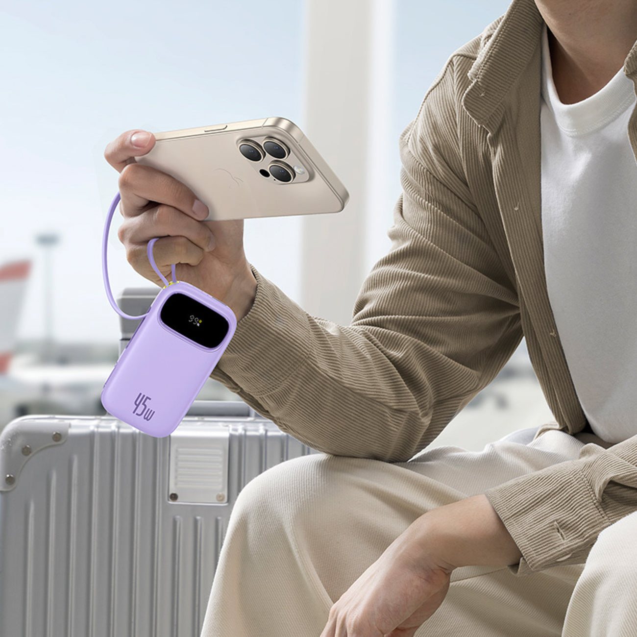 Powerbank Baseus EnerFill FC31 QPow3 20000mAh 45W z wyświetlaczem z kablami USB-C i Lightning